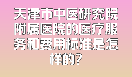 天津市中医研究院附属医院的医疗服务和费用标准是怎样的？