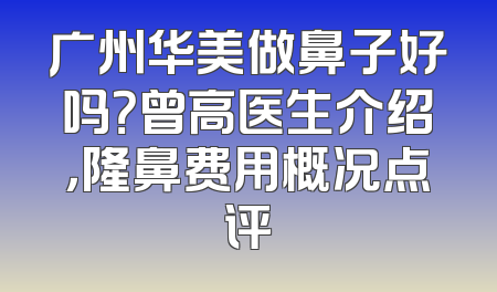 广州华美做鼻子好吗？曾高医生介绍，隆鼻费用概况点评
