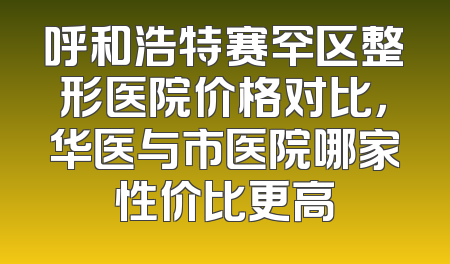 呼和浩特赛罕区整形医院价格对比，华医与市医院哪家性价比更高