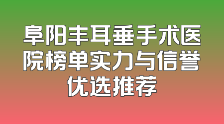 阜阳丰耳垂手术医院榜单实力与信誉优选推荐