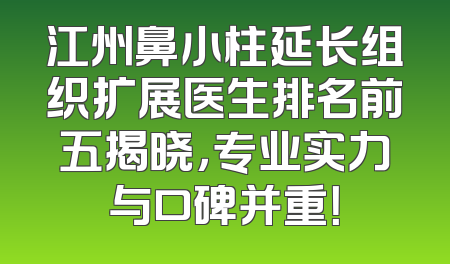 江州鼻小柱延长组织扩展医生排名前五揭晓，专业实力与口碑并重！