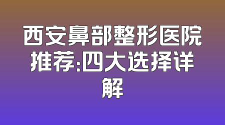 西安鼻部整形医院推荐：四大选择详解