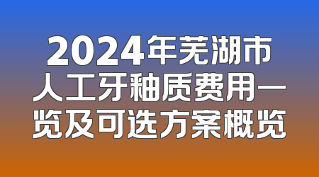 2024年芜湖市人工牙釉质费用一览及可选方案概览