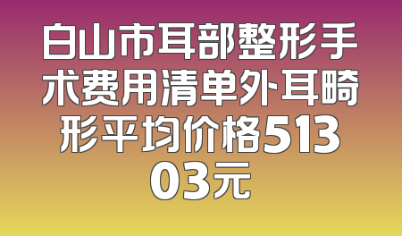 白山市耳部整形手术费用清单外耳畸形平均价格51303元