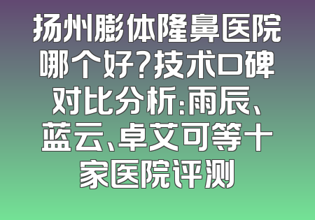 扬州膨体隆鼻医院哪个好？技术口碑对比分析：雨辰、蓝云、卓艾可等十家医院评测