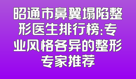 昭通市鼻翼塌陷整形医生排行榜：专业风格各异的整形专家推荐
