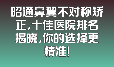 昭通鼻翼不对称矫正，十佳医院排名揭晓，你的选择更精准！