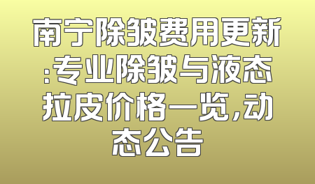 南宁除皱费用更新：专业除皱与液态拉皮价格一览，动态公告