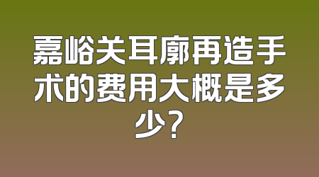 嘉峪关耳廓再造手术的费用大概是多少？