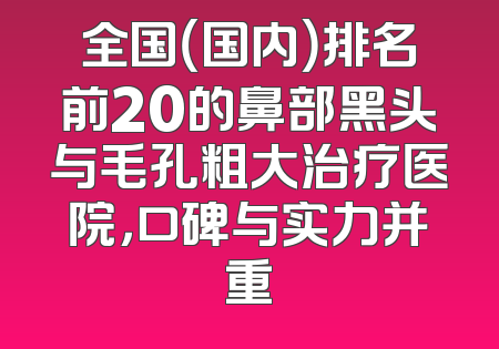 全国（国内）排名前20的鼻部黑头与毛孔粗大治疗医院，口碑与实力并重