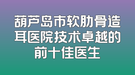 葫芦岛市软肋骨造耳医院技术卓越的前十佳医生