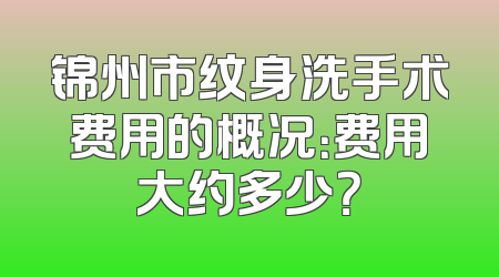 锦州市纹身洗手术费用的概况：费用大约多少？