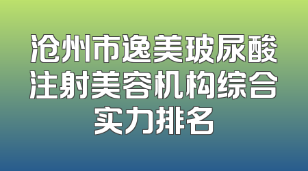 沧州市逸美玻尿酸注射美容机构综合实力排名