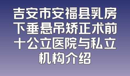 吉安市安福县乳房下垂悬吊矫正术前十公立医院与私立机构介绍