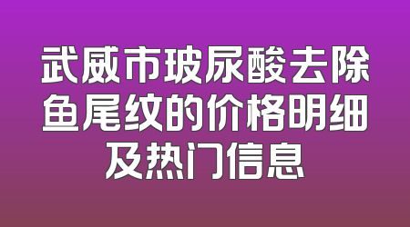 武威市玻尿酸去除鱼尾纹的价格明细及热门信息