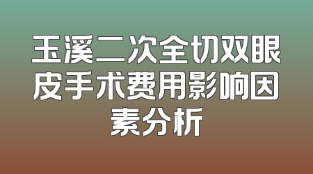 玉溪二次全切双眼皮手术费用影响因素分析