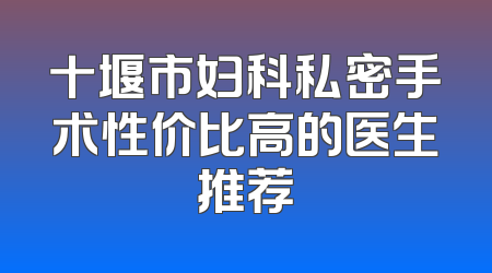 十堰市妇科私密手术性价比高的医生推荐