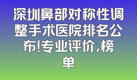 深圳鼻部对称性调整手术医院排名公布！专业评价，榜单