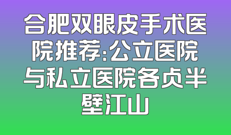 合肥双眼皮手术医院推荐：公立医院与私立医院各占半壁江山