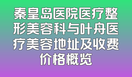 秦皇岛医院医疗整形美容科与叶舟医疗美容地址及收费价格概览