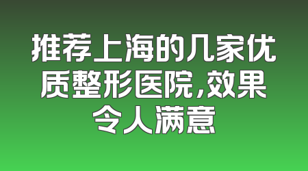 推荐上海的几家优质整形医院，效果令人满意