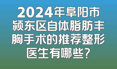 2024年阜阳市颍东区自体脂肪丰胸手术的推荐整形医生有哪些？