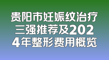 贵阳市妊娠纹治疗三强推荐及2024年整形费用概览