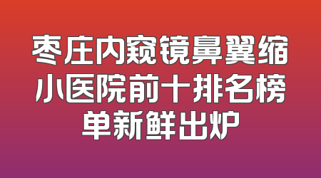 枣庄内窥镜鼻翼缩小医院前十排名榜单新鲜出炉