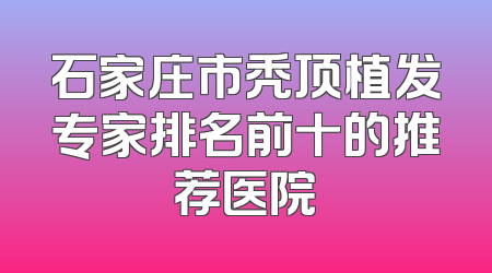 石家庄市秃顶植发专家排名前十的推荐医院
