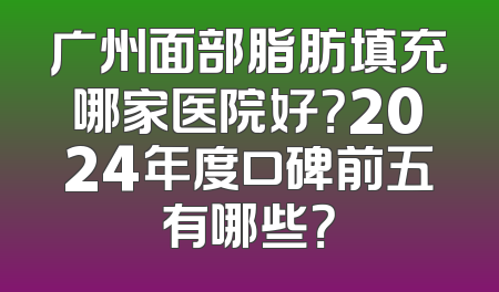广州面部脂肪填充哪家医院好？2024年度口碑前五有哪些？