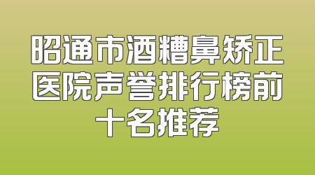 昭通市酒糟鼻矫正医院声誉排行榜前十名推荐