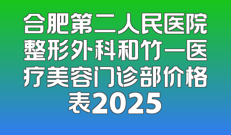 合肥第二人民医院整形外科和竹一医疗美容门诊部价格表2025