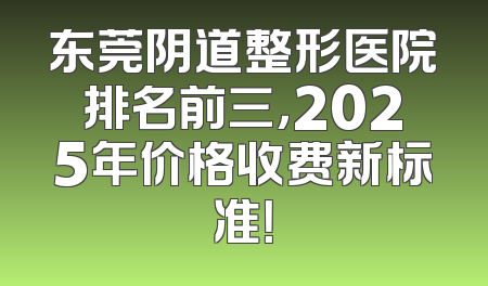 东莞阴道整形医院排名前三，2025年价格收费新标准！
