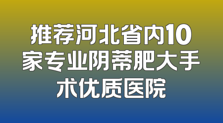 推荐河北省内10家专业阴蒂肥大手术优质医院