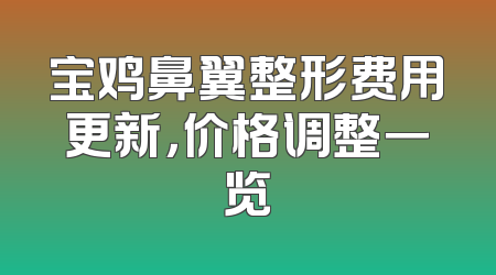 宝鸡鼻翼整形费用更新，价格调整一览