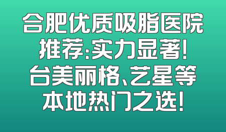 合肥优质吸脂医院推荐：实力显著！台美丽格、艺星等本地热门之选！