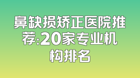 鼻缺损矫正医院推荐：20家专业机构排名