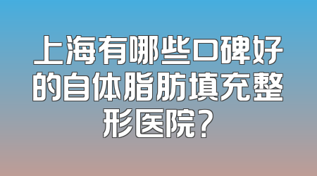 上海有哪些口碑好的自体脂肪填充整形医院？