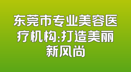 东莞市专业美容医疗机构：打造美丽新风尚
