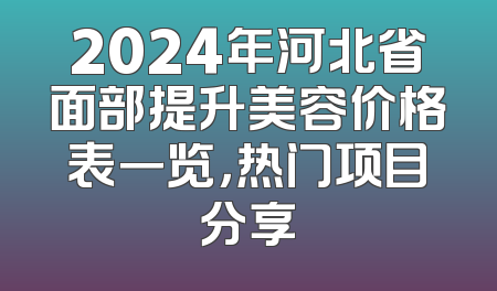 2024年河北省面部提升美容价格表一览，热门项目分享