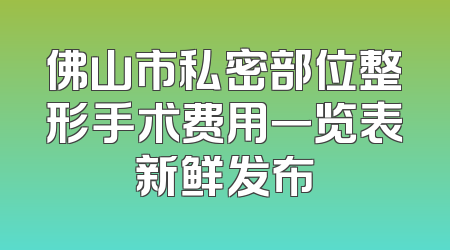 佛山市私密部位整形手术费用一览表新鲜发布