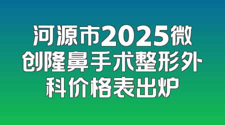 河源市2025微创隆鼻手术整形外科价格表出炉