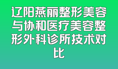 辽阳燕丽整形美容与协和医疗美容整形外科诊所技术对比