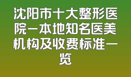 沈阳市十大整形医院_本地知名医美机构及收费标准一览