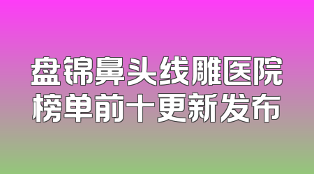 盘锦鼻头线雕医院榜单前十更新发布