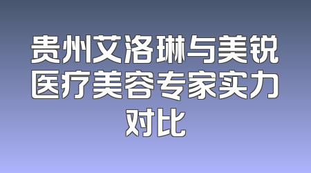 贵州艾洛琳与美锐医疗美容专家实力对比