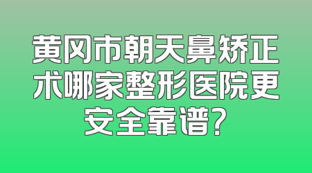 黄冈市朝天鼻矫正术哪家整形医院更安全靠谱？