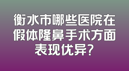 衡水市哪些医院在假体隆鼻手术方面表现优异？
