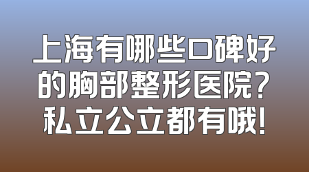上海有哪些口碑好的胸部整形医院？私立公立都有哦！