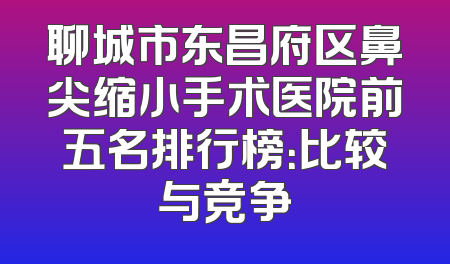 聊城市东昌府区鼻尖缩小手术医院前五名排行榜：比较与竞争